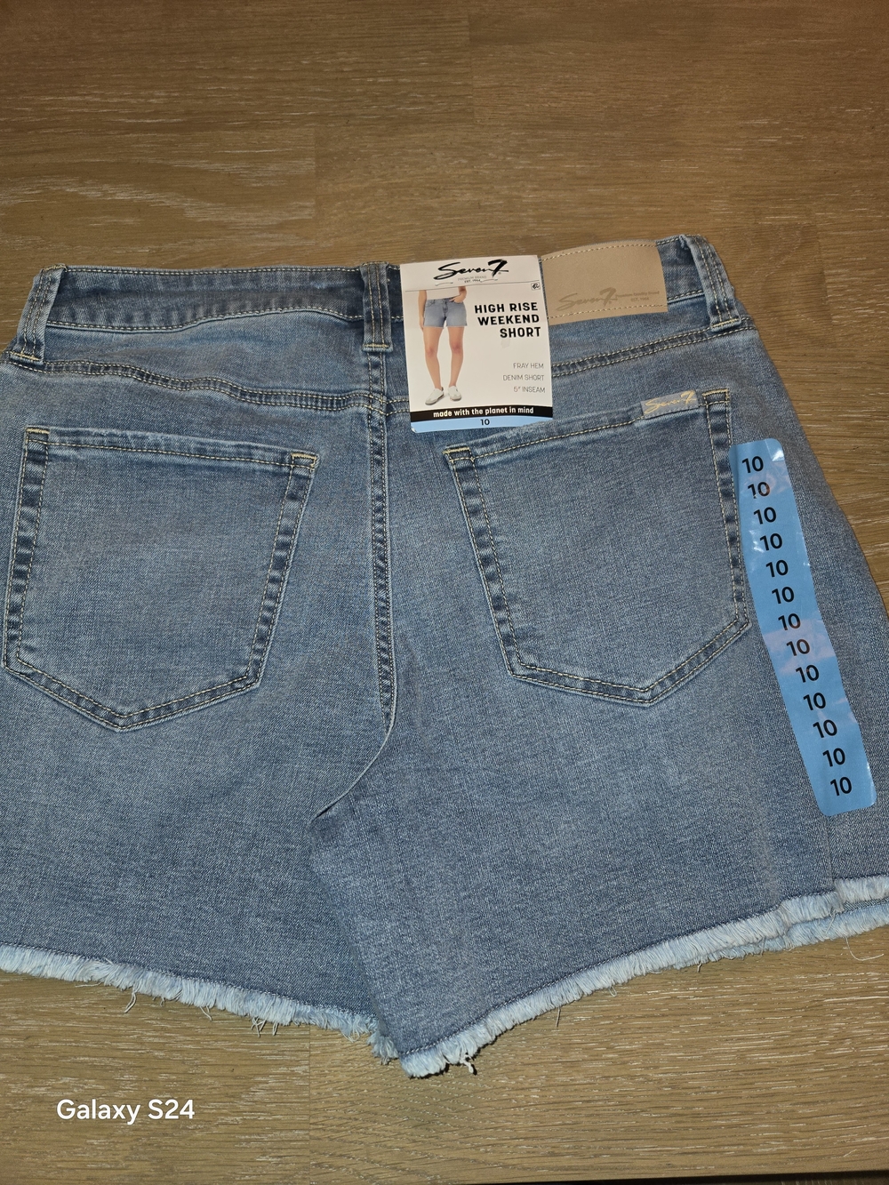 Seven7 Light Blue High Rise Weekend Short Frayed Hem Denim Shorts Womens 10 New